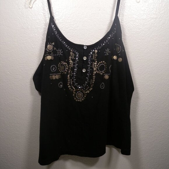 kommotion NY Tops - Kommotion NY Embellished Spaghetti Strap Top 1X